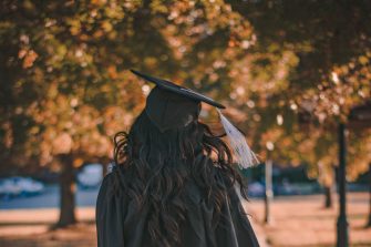 Woman wearing mortarboard