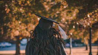 Woman wearing mortarboard