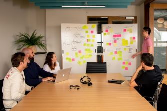 Photograph from the future mind psychology eventof multiple students discussing