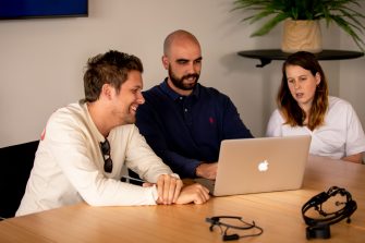 Photograph from the future mind psychology eventof multiple students discussing