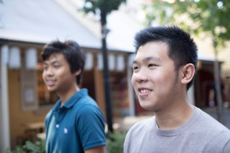 Students walking through Spice Alley