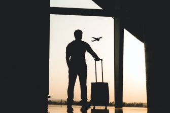 Person at airport waiting for plane