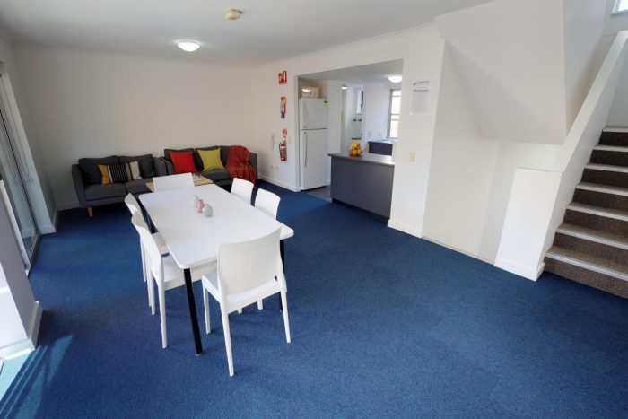 Barker Street Apartments are located on campus overlooking the lush Village Green and while most apartments are five bedroom shared living.