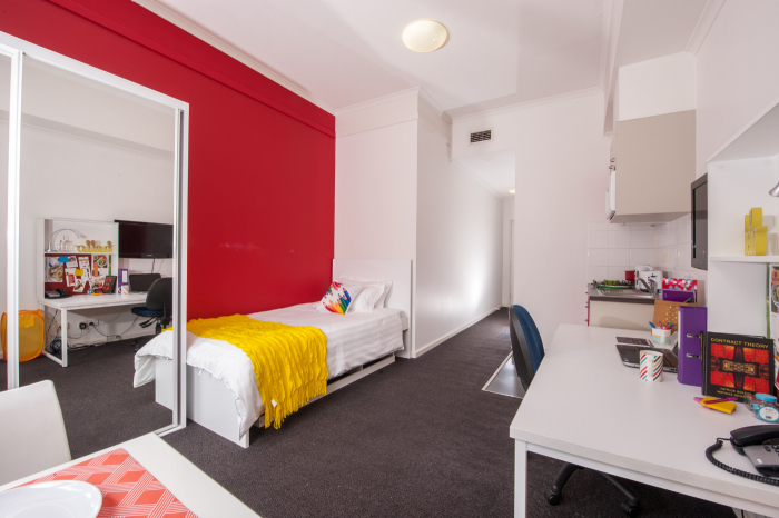 Jacaranda Hall, is student accommodation designed to provide a secure and comfortable living environment for students.  Each bedroom in our UNSW apartments has a large study desk, ample storage space and a very comfortable king size single bed.