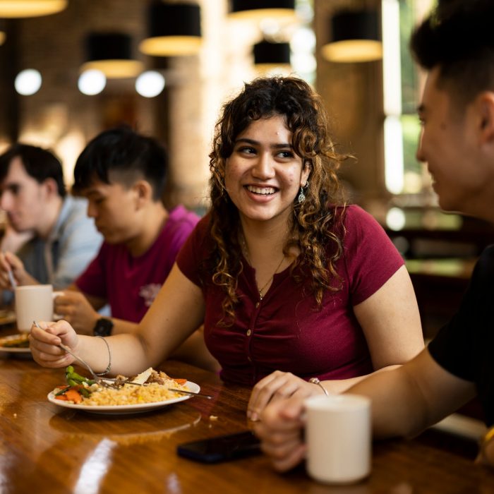 Students eating in dining hall
