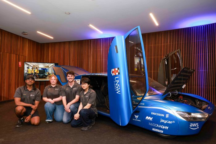 UNSW's Sunswift 7 solar-powered car on display.
