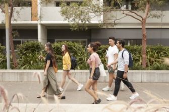 Photo of students walking