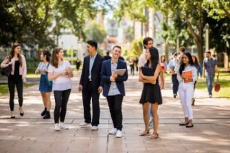 Photo of students on campus