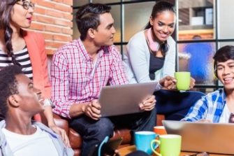 Photo of college students studying