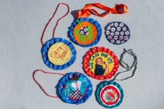 These rosettes were made during the 3C event UNSW Women Carers: Connect, Create and Celebrate’, facilitated by artist Michele Elliot