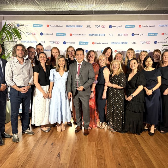 L to R back row: David Cami, Executive Director, UNSW Arts, Design & Architecture, Sabine King, Director Career Accelerator at UNSW Business School, Louise Knowles, Director of Student Experience, Michelle Morris, Head of Co-op Program, Brooke Johnson, Careers & Student Engagement Manager at UNSW Law & Justice, Melissa Pye, Engagement Manager, Career Accelerator, Biance Greig, Senior Industry Engagement Officer at UNSW, Cerys Roger, Senior Industry Engagement Office, Career Accelerator Maggie Bell, UNSW External Engagement and Helena Baric, UNSW Employability. L to R front row:  Kevin Liu, Associate Dean (UG) at UNSW Business School, Alberto Motta, Senior Deputy Dean Education and Student Experience at UNSW Business School, Isabella Dobrescu, Head of School Economics, Vanessa Bakhos, Lead, Coaching & Development, UNSW Employability, Esmond Esguerra, Head of Employability, Victoria Miller, Student Industry Engagement Manager at UNSW Engineering, Christine van Toorn, Senior Lecturer, School of Information Systems, Marlene Manks, Senior Industry Engagement Officer, Career Accelerator, Jinxia Zhu, Director B Actuarial Studies and Michele Hannon, Work Integrated Learning Industrial Training Manager at UNSW Engineering. 