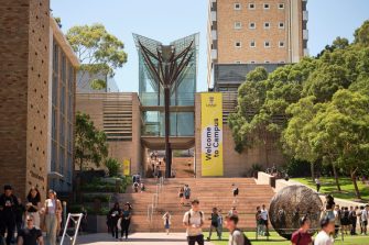 Students on the main walkway at UNSW Kensington.