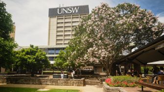 Students on the main walkway at UNSW Kensington.