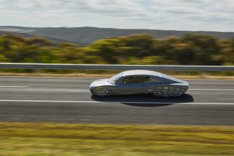Sunswift 7 in action during the Guinness World Record attempt at the Australian Automotive Research Centre