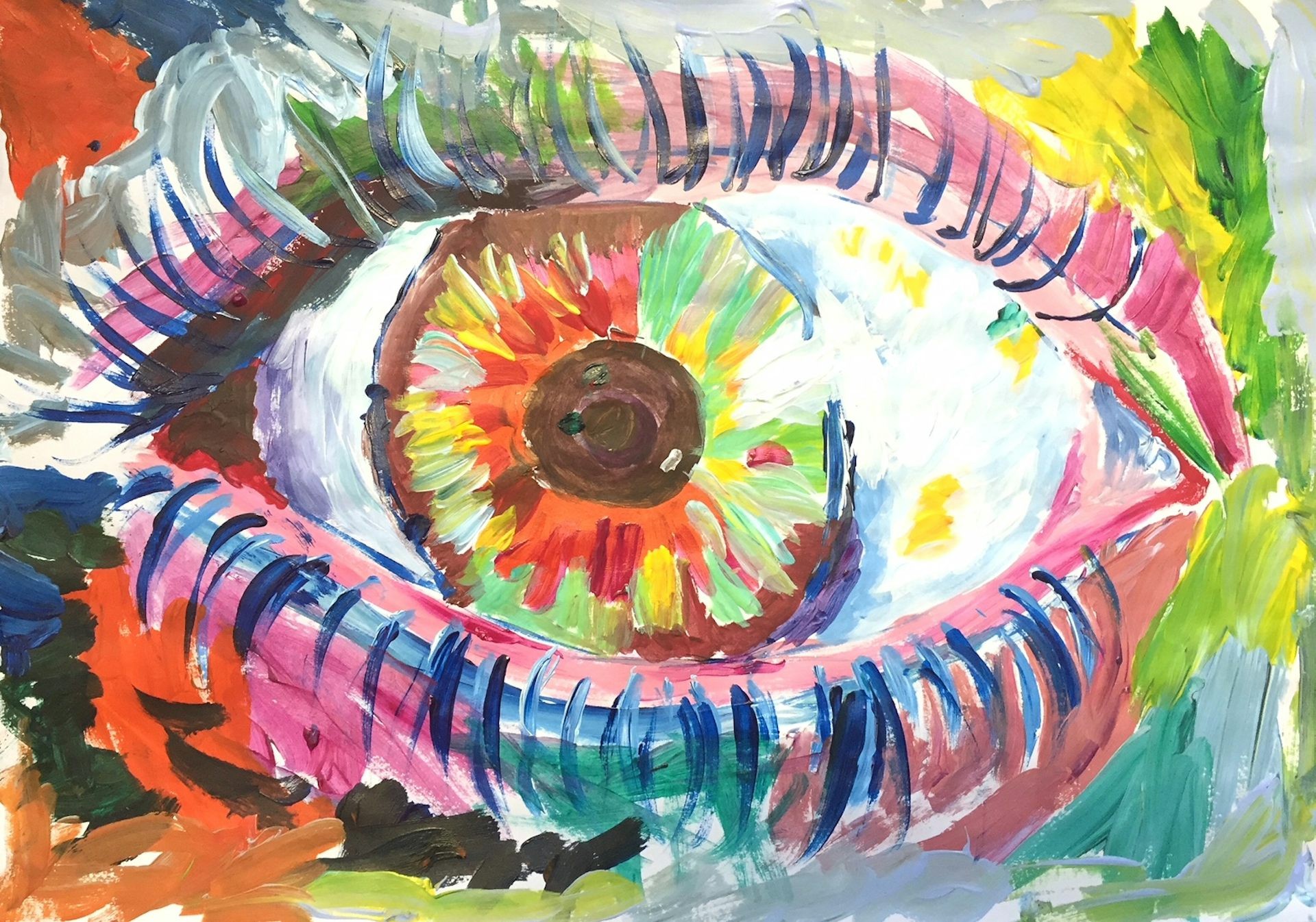 An artwork made by a young person receiving mental health care in hospital during an art therapy session.