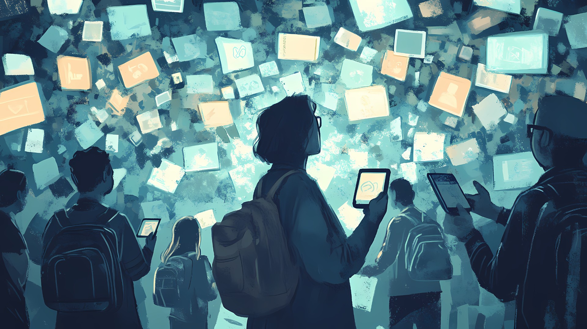 The spread of misinformation on social media, examining the role of social media in the dissemination of false information and its consequences on society. Echoes. Illustration