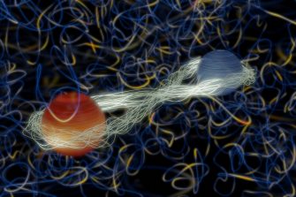 3d render of entangled particles