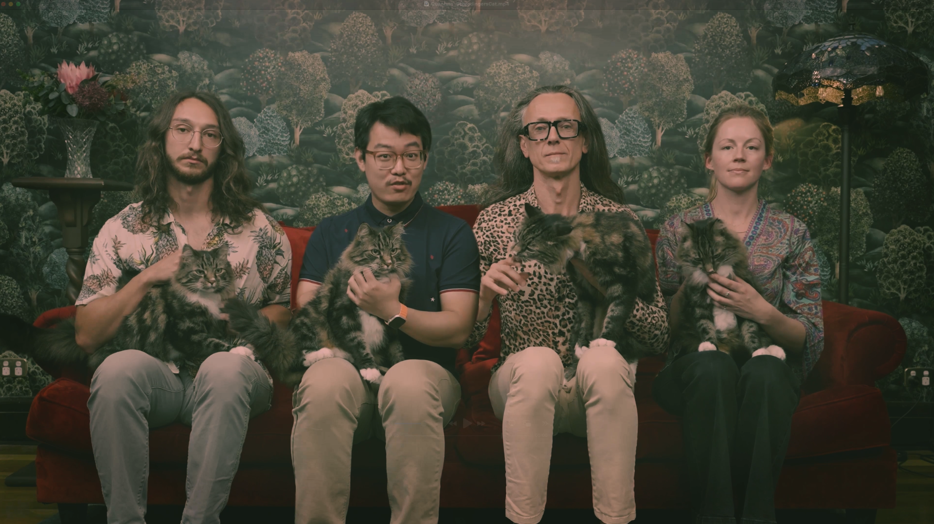 Benjamin Wilhelm, Xi Yu, Andrea Morello, Danielle Holmes with four cats