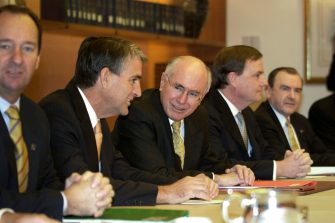Australian prime minister John Howard pictured at a cabinet meeting
