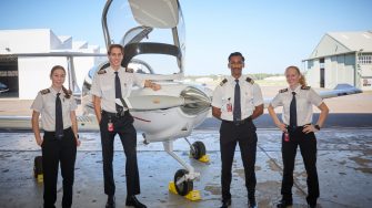 UNSW Aviation School students Arjun Jogia, Ariana Fouracre, Lilian Miller and Karl Smith