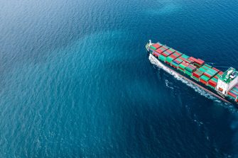 Aerial view container cargo ship sea freight shipping, Global business industry import export logistic transportation international by container cargo ship, Container cargo ship commercial industry freight shipping.