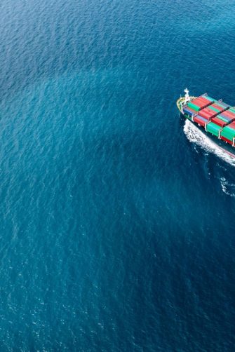 Aerial view container cargo ship sea freight shipping, Global business industry import export logistic transportation international by container cargo ship, Container cargo ship commercial industry freight shipping.