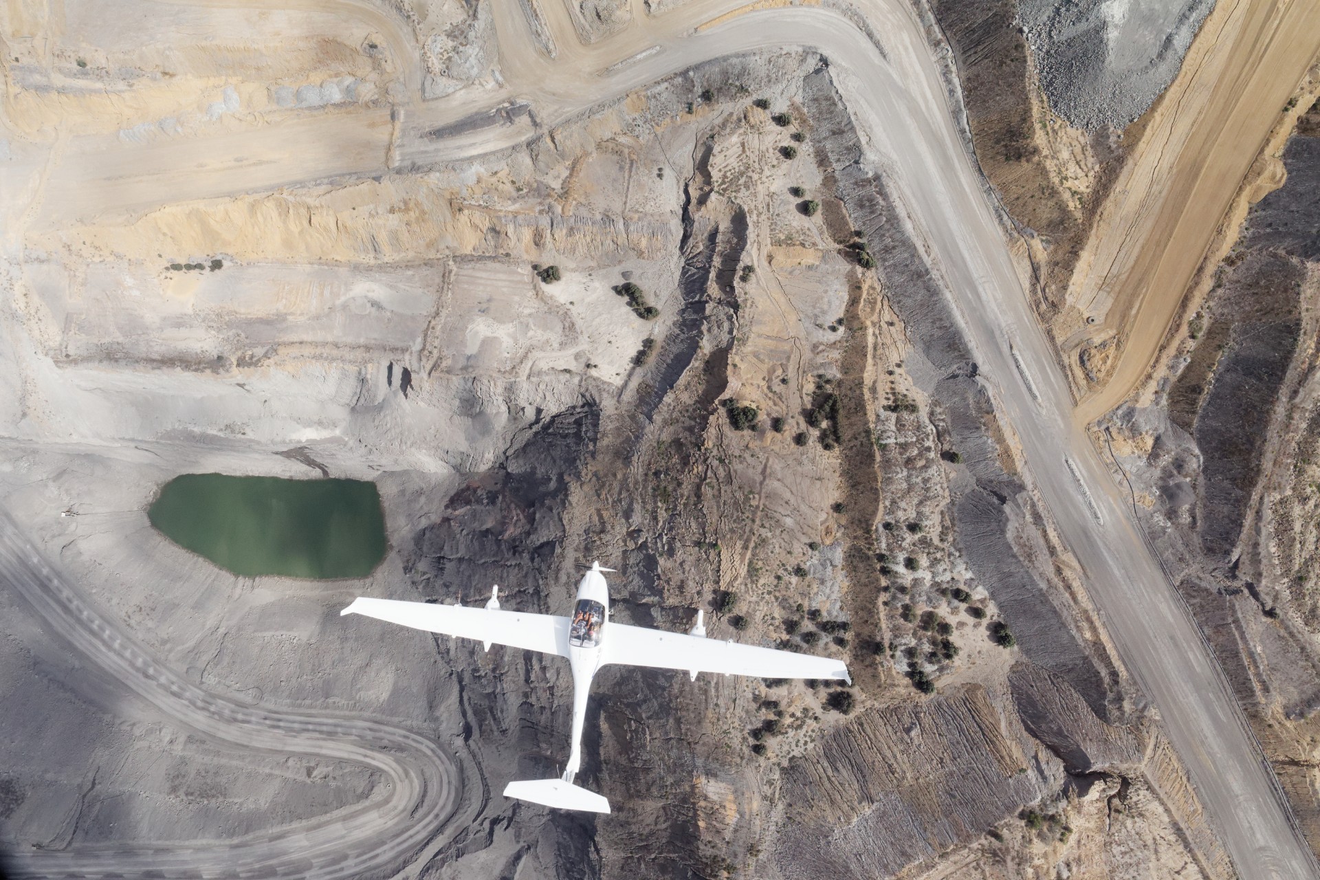Research plane flying over the Hail Creek coal mine