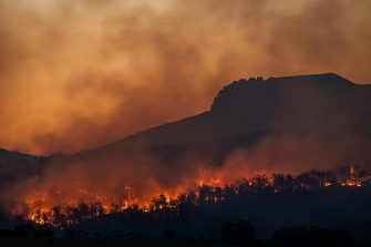Bushfire across a mountainside