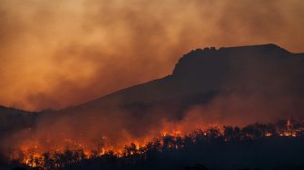 Bushfire across a mountainside