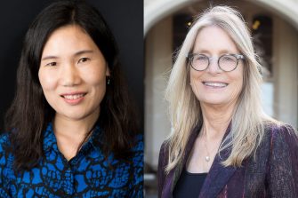 Headshot images of an Asian woman and Caucasian woman with glasses.
