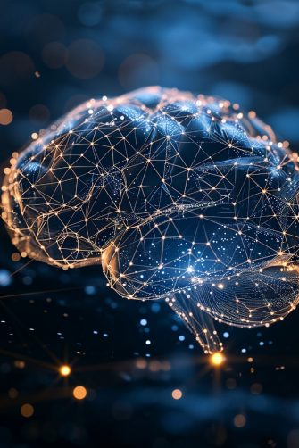 A conceptual design of a digital brain, symbolizing artificial intelligence (AI) and machine learning capabilities in technology