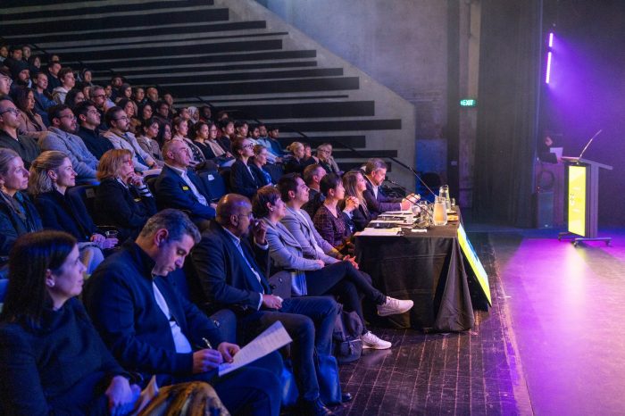 Judging panel and crowd at Pitch Night South West