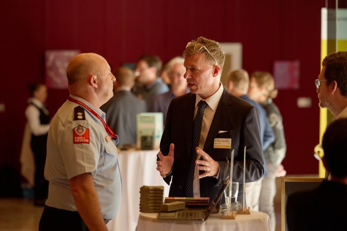 UNSW Professor M. Hank Haeusler (right) at the NSW Sustainability Showcase.