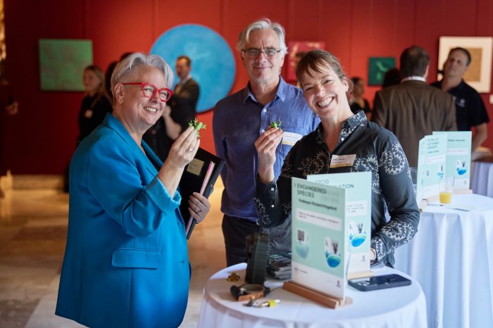 NSW Minister for Climate Change, Energy and the Environment and UNSW alumna Penny Sharpe (left) with UNSW Professor Alistair Poore and Dr Jodi Rowley (right).