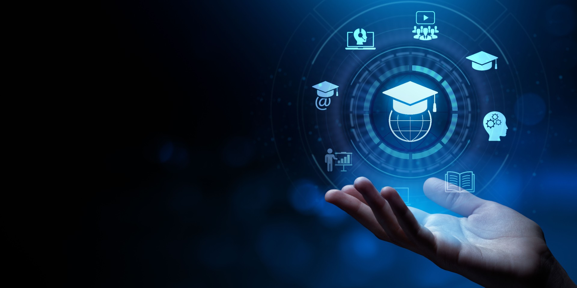 E-learning Online education Webinar Training  Seminar Personal development concept.