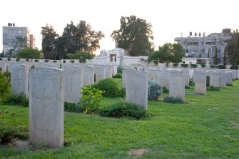 Graves of unknown soldiers at the Gaza War Cemetery