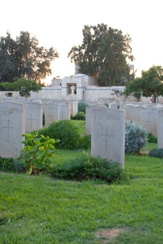 Graves of unknown soldiers at the Gaza War Cemetery