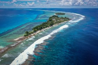 Aerial view of Tuvalu from drone