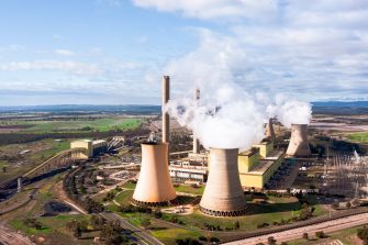 Power plant emitting smoke