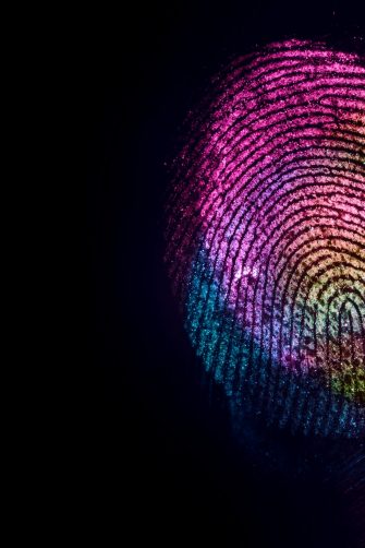 Close up beautiful abstract multi colored fingerprint on  background texture for design. Macro photography view.