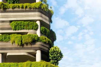 A building with greenery included in the design