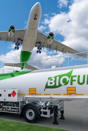 Biofuel barrel at airport