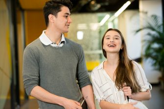 Office workers working around the office