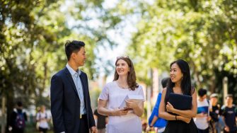 Students walking down the UNSW main walkway
