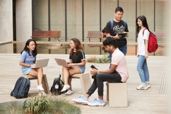 Students walking at Kensington campus
