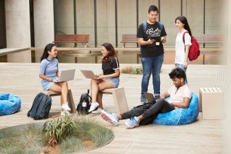 Students walking at Kensington campus
