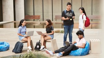 Students walking at Kensington campus
