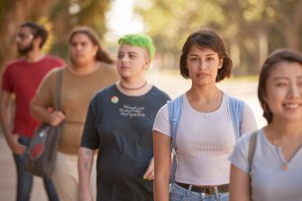 Students walking outside the Red Center, UNSW Kensignton.