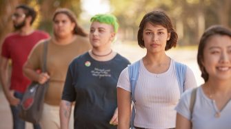 Students walking outside the Red Center, UNSW Kensignton.