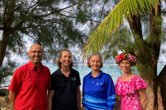 UNSW's A/Prof Fiona Johnson and A/Prof Kristen Splinter (middle) met with Cook Islands National Program Manager - Climate and Ocean Services, Matt Blacka (L) and and Australia’s Acting High Commissioner to the Cook Islands, Ruth Baird (R)